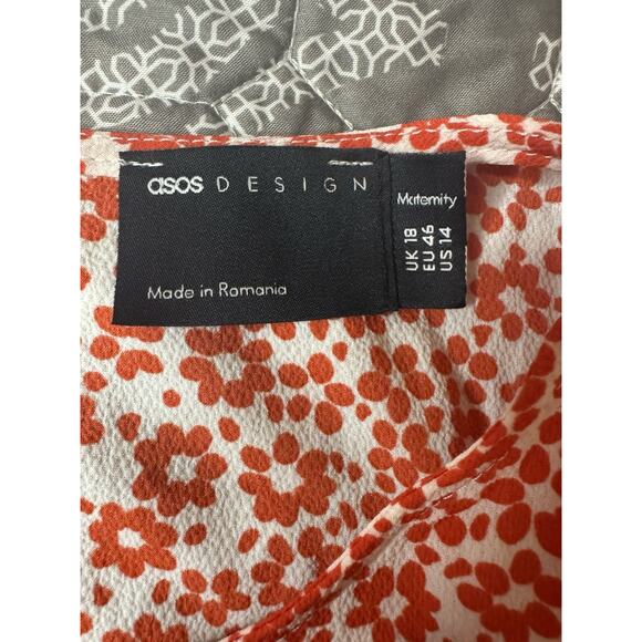 NWT Sz 14 Asos Maternity Dress Red Orange Floral Flowers Summer Spring Light - Picture 7 of 10